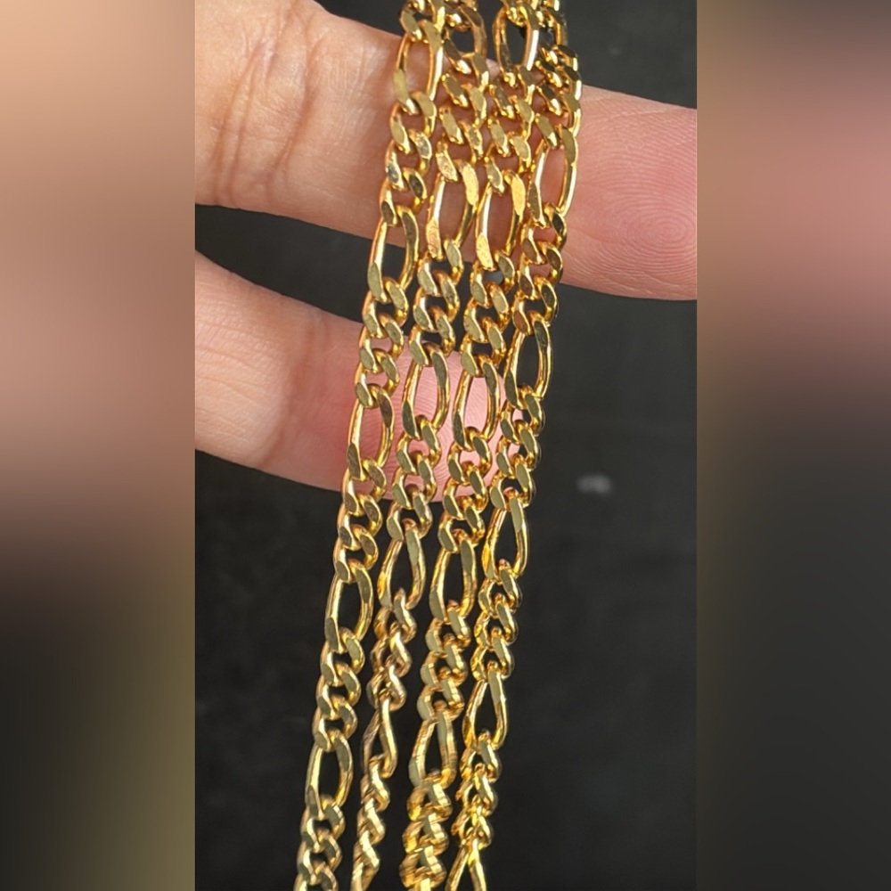 Gold Over Solid Sterling Silver Figaro Necklace - image 5